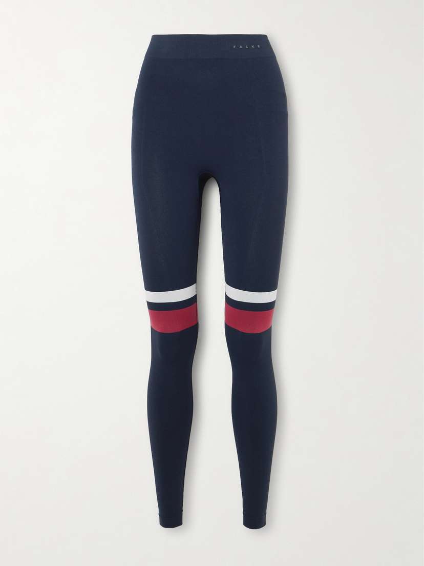 FALKE Ergonomic Sport System Maximum Warm Striped Recycled-jersey Ski Leggings