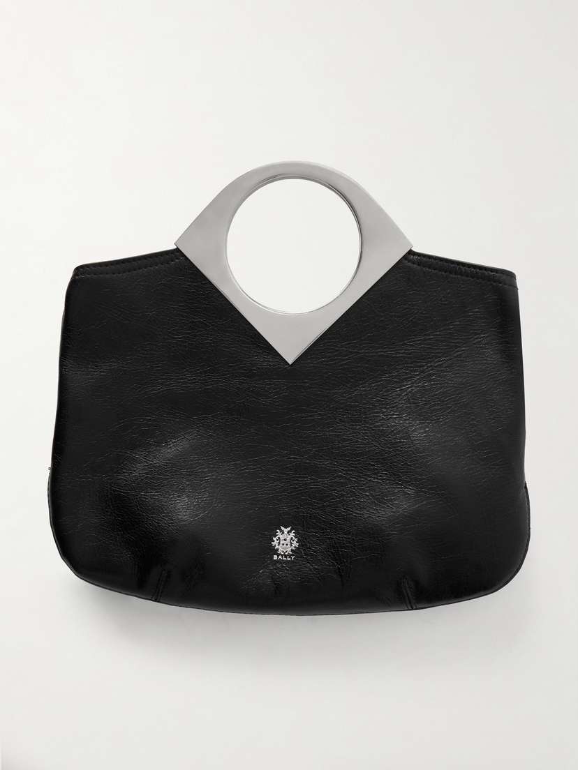 BALLY Anni Mini Silver-tone And Leather Clutch