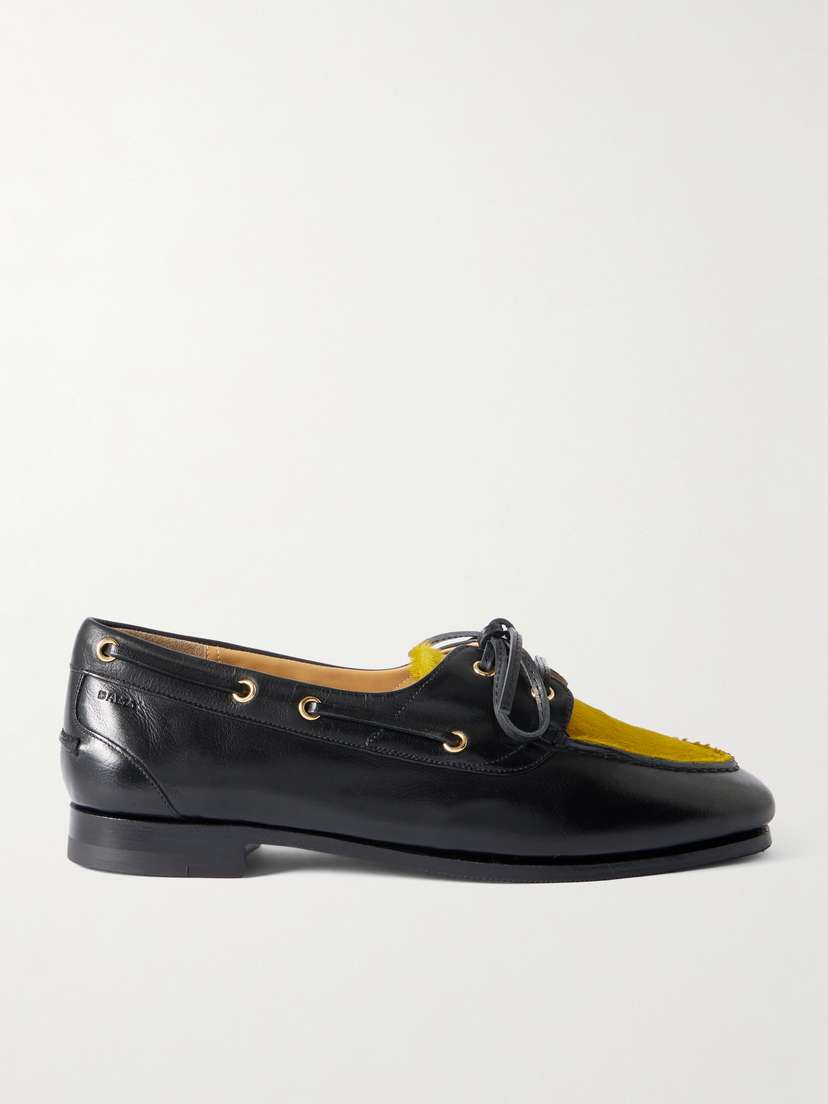 BALLY Pathy Calf Hair-trimmed Leather Boat Shoes
