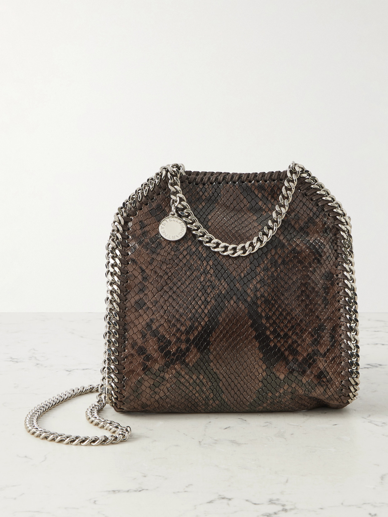 Stella Mccartney Falabella Tiny Snake-effect Vegan Shoulder Bag In Multi