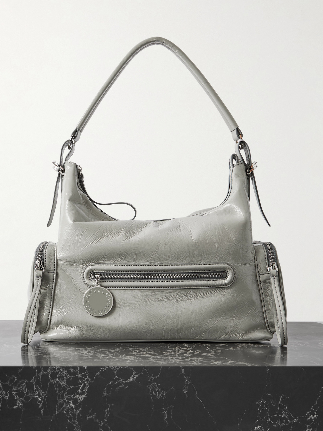 Stella Mccartney Dartmoor Textured Vegan Shoulder Bag In Gray