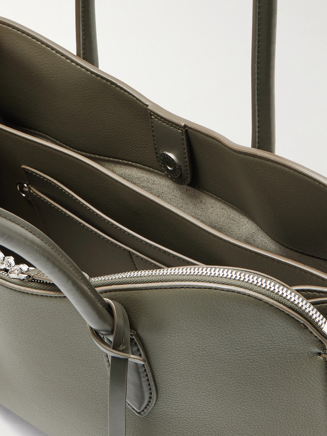 Stella Mccartney Ryder Large Tote Bag In Embossed Grainy Eco Mat In Green