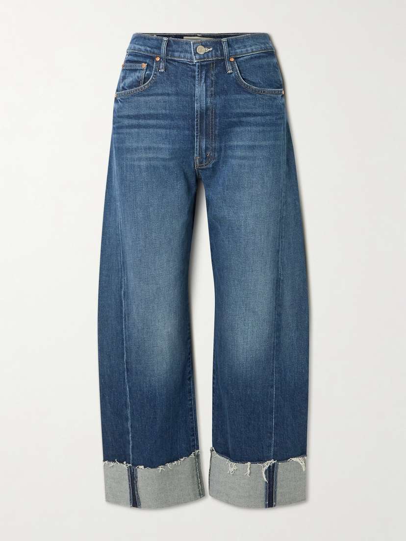 Mother The Half-pipe Ankle Cuff Fray High-rise Wide-leg Jeans