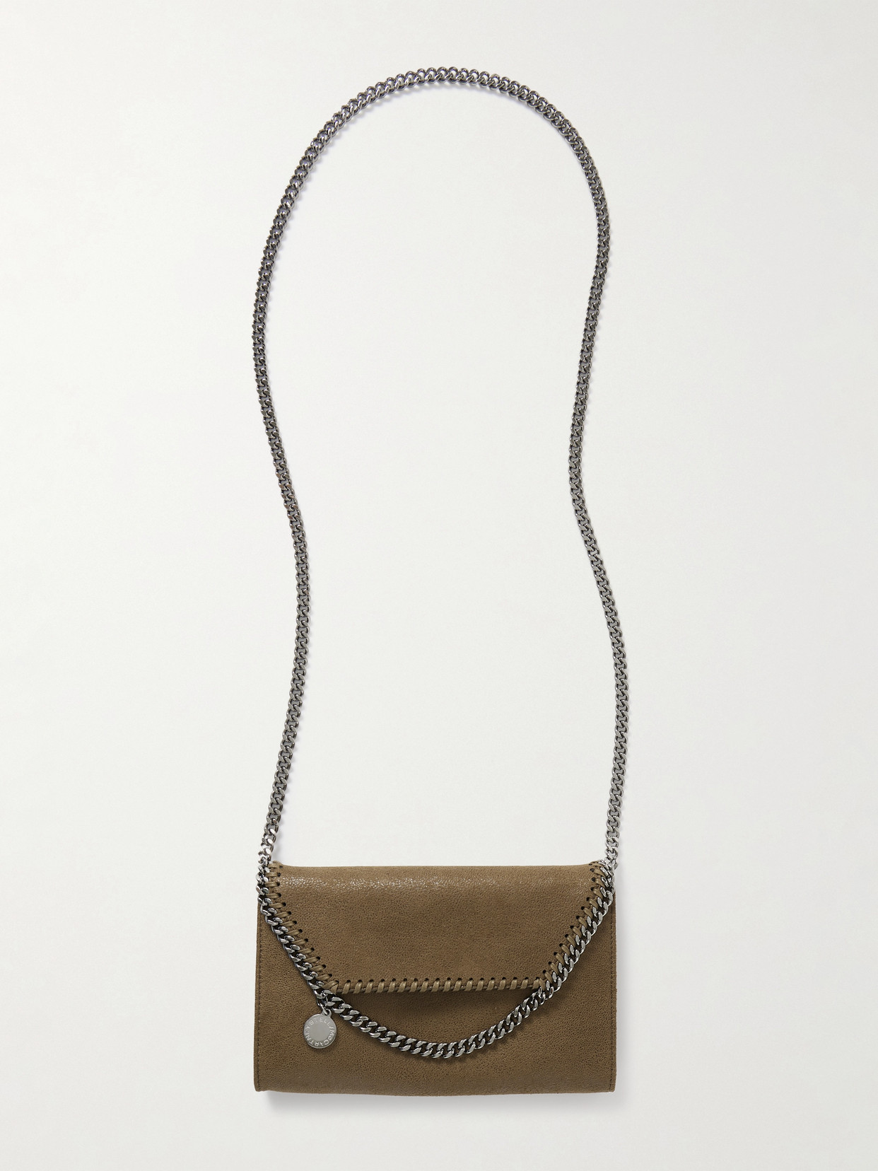 Stella Mccartney Falabella Mini Chain-embellished Vegetarian Shoulder Bag In Green