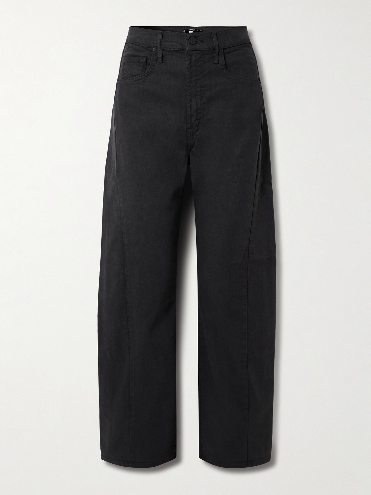 Mother The Half Pipe Flood High-rise Tapered Jeans In Black