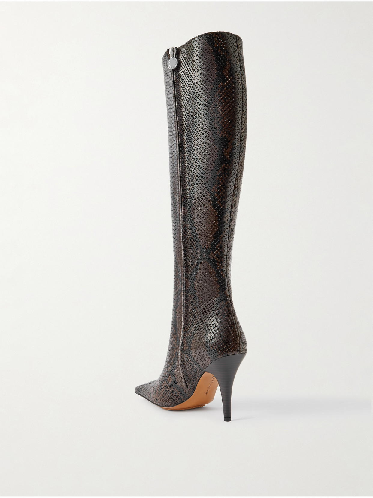 Stella Mccartney Vegan Snake-effect Knee Boots In Brown