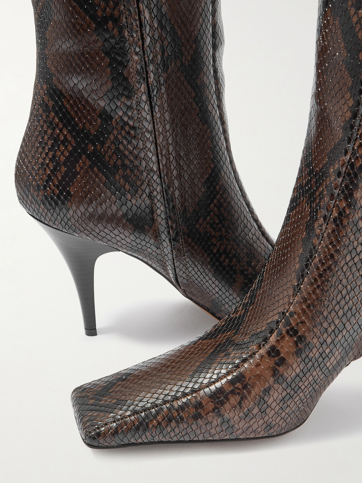 Stella Mccartney Vegan Snake-effect Knee Boots In Brown