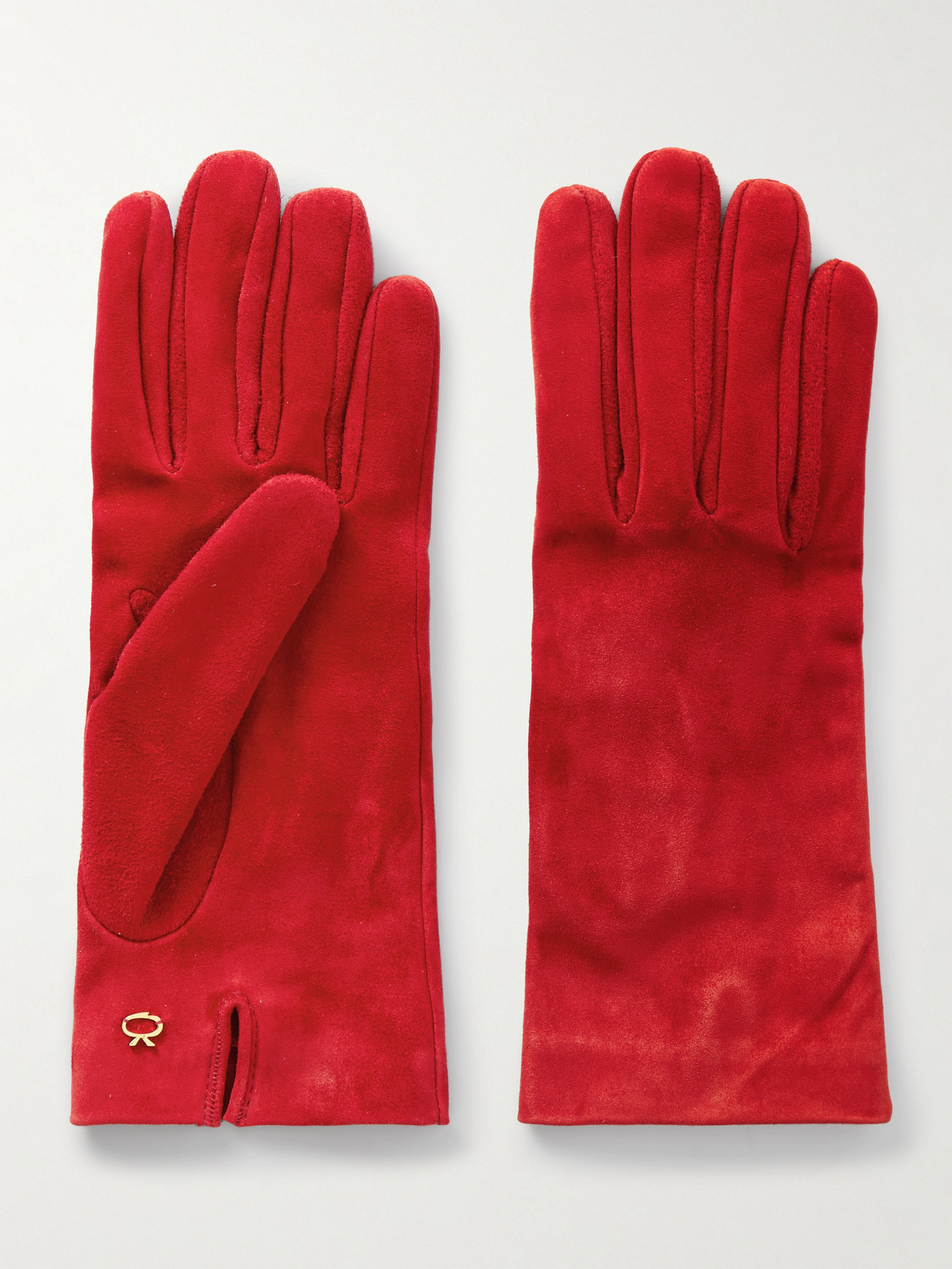 Gianvito Rossi Embellished Suede Gloves In Red