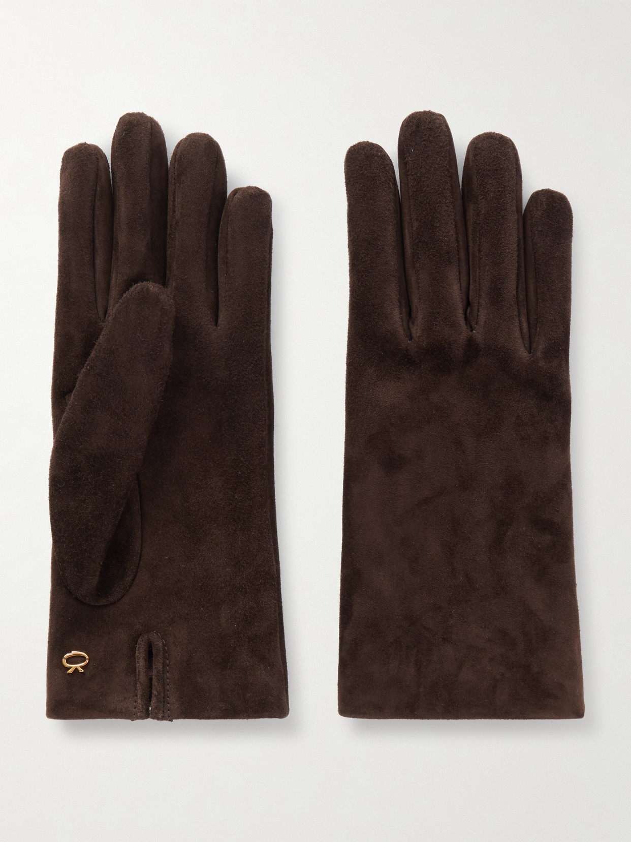 Gianvito Rossi Embellished Suede Gloves In Brown