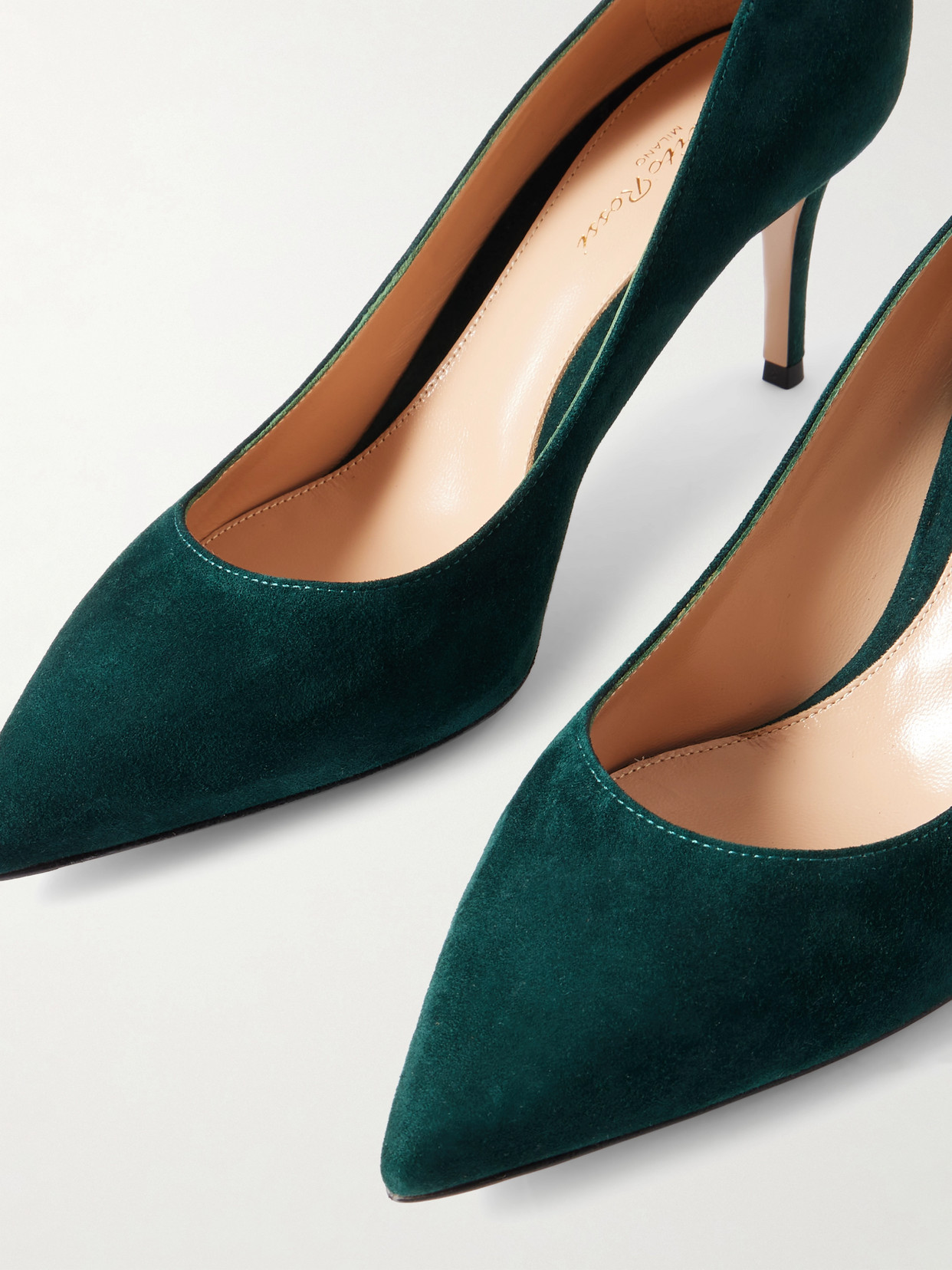 Gianvito Rossi Pointed Toe Suede Stiletto Heel Pumps In Green