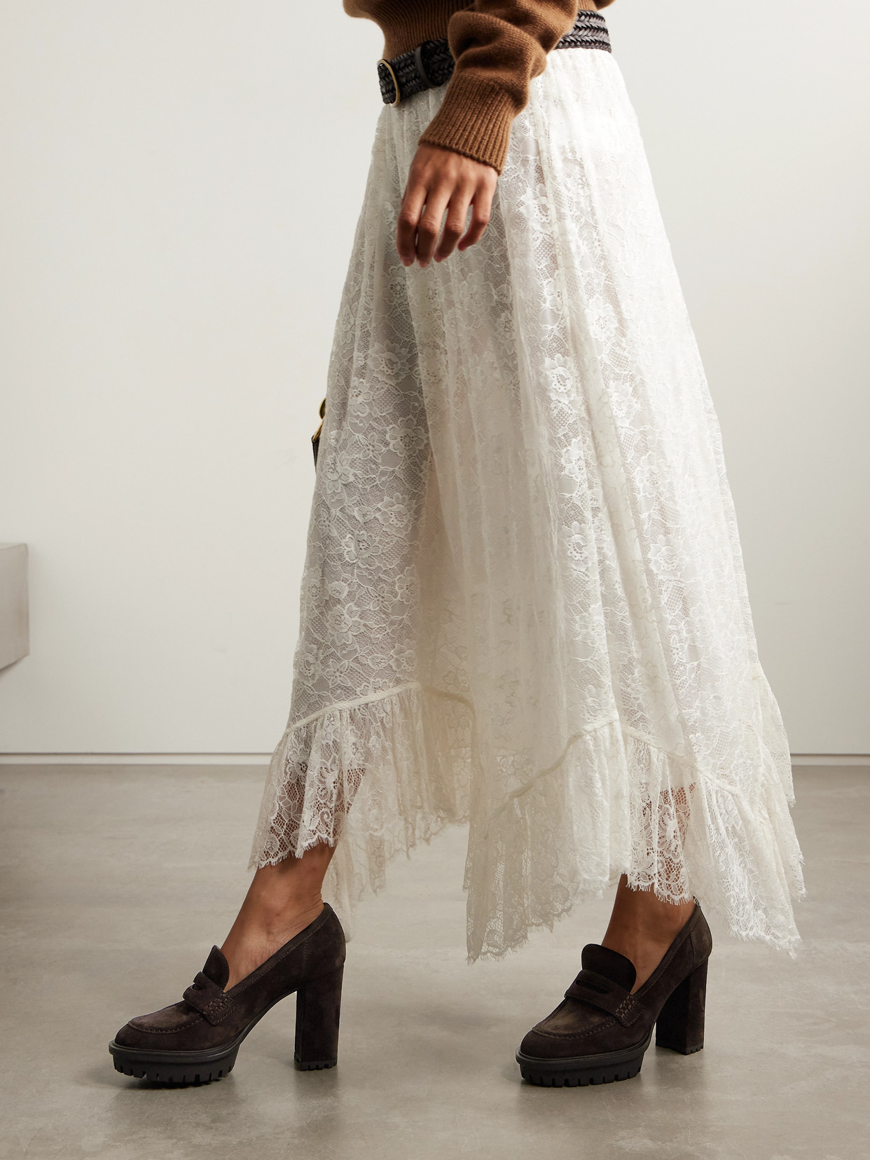 Gianvito Rossi Loafer-style Platform Heeled Pumps In Brown