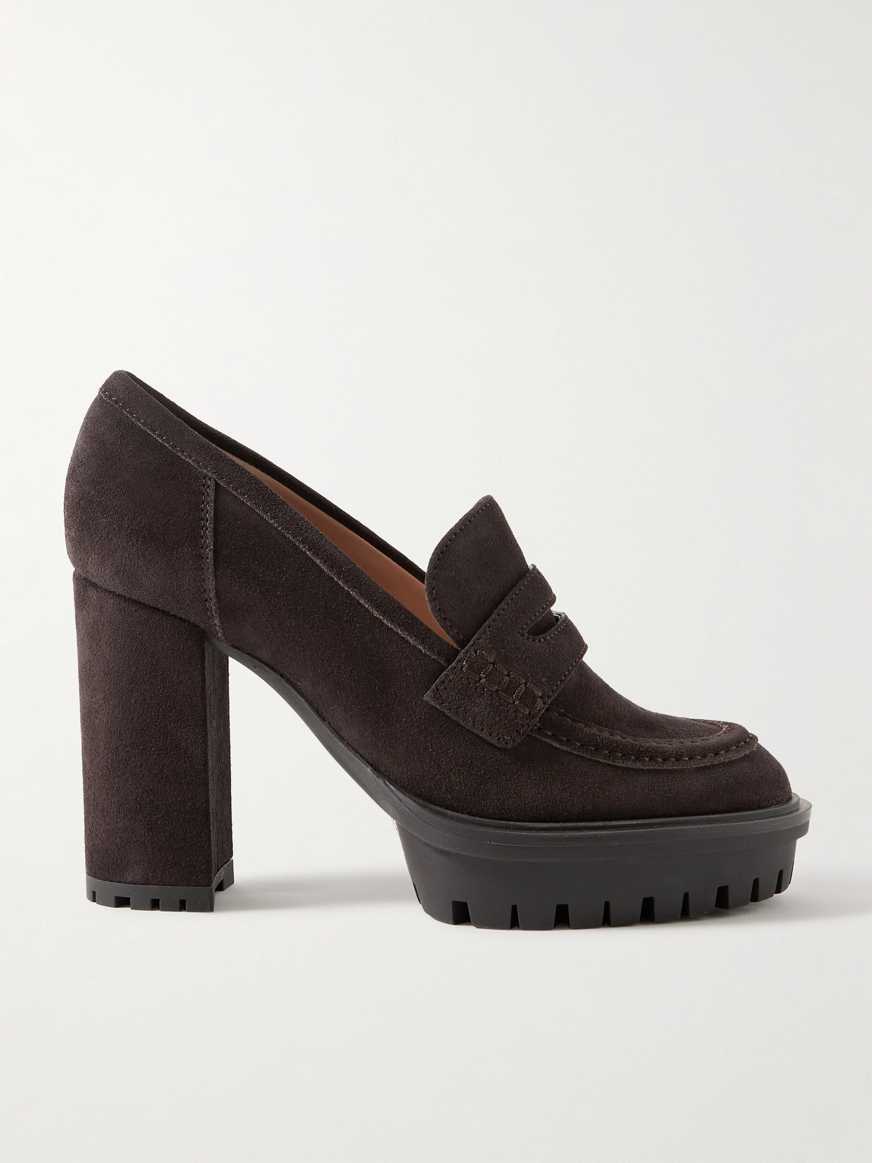 Gianvito Rossi Loafer-style Platform Heeled Pumps In Brown