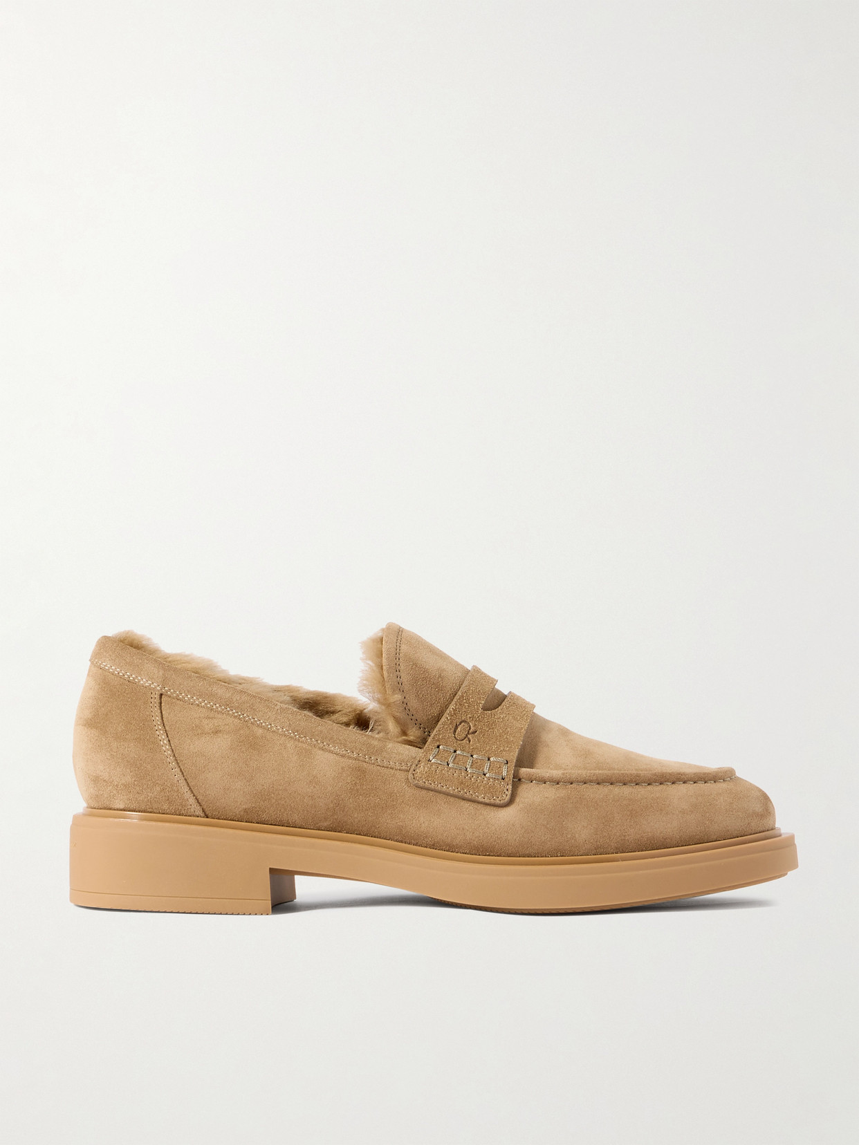 Gianvito Rossi Harris 20 Shearling-lined Suede Loafers In Brown