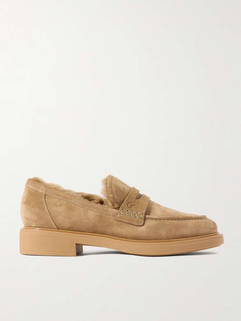 Gianvito Rossi Harris 20 Shearling-lined Suede Loafers