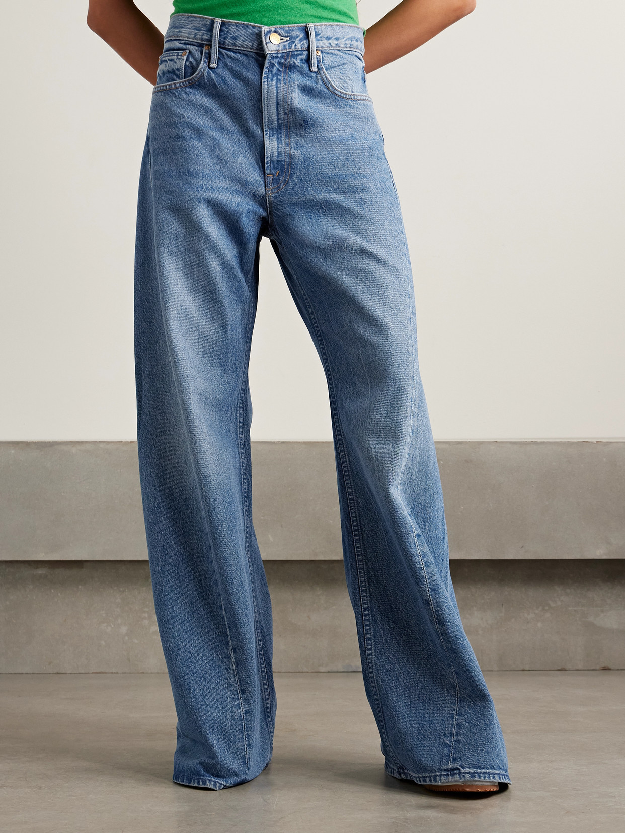Mother Snacks! The Lemon Twist High-rise Wide-leg Jeans In Blue