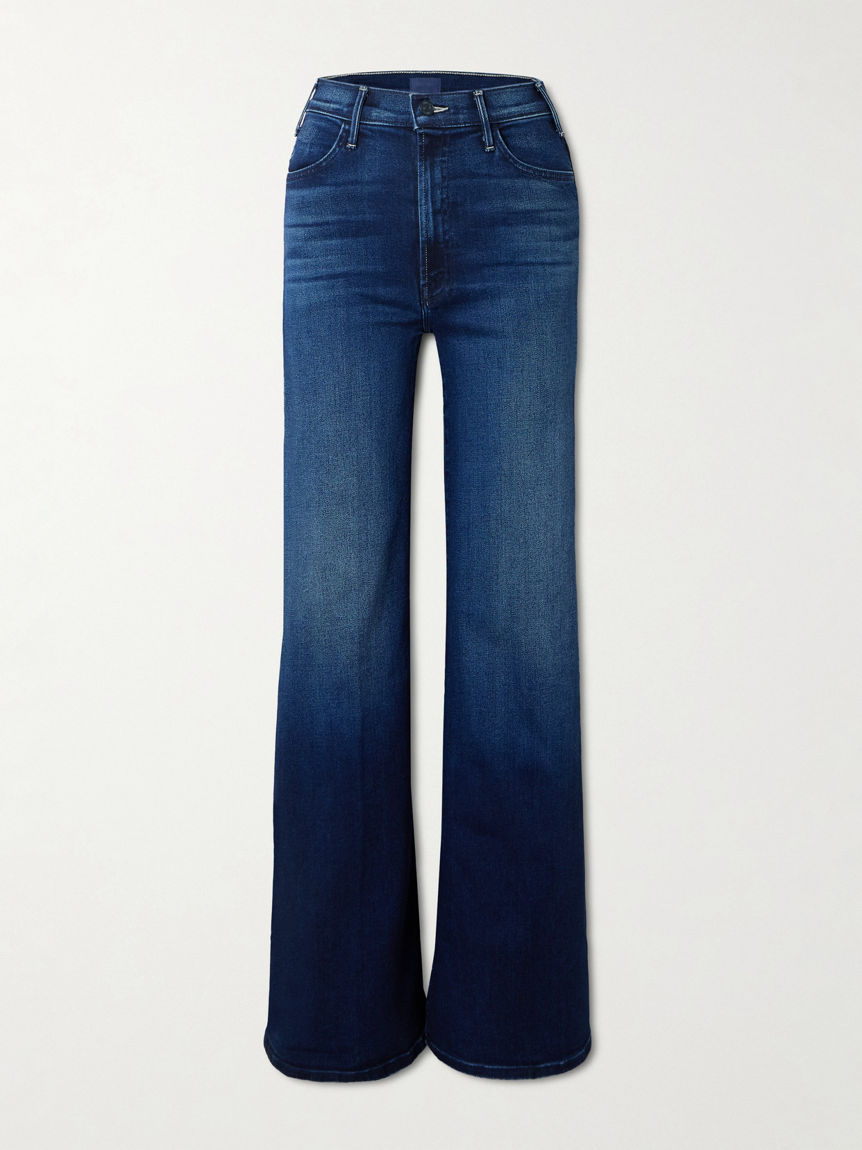 Mother The Hustler Roller Sneak High-rise Wide-leg Jeans In Blue