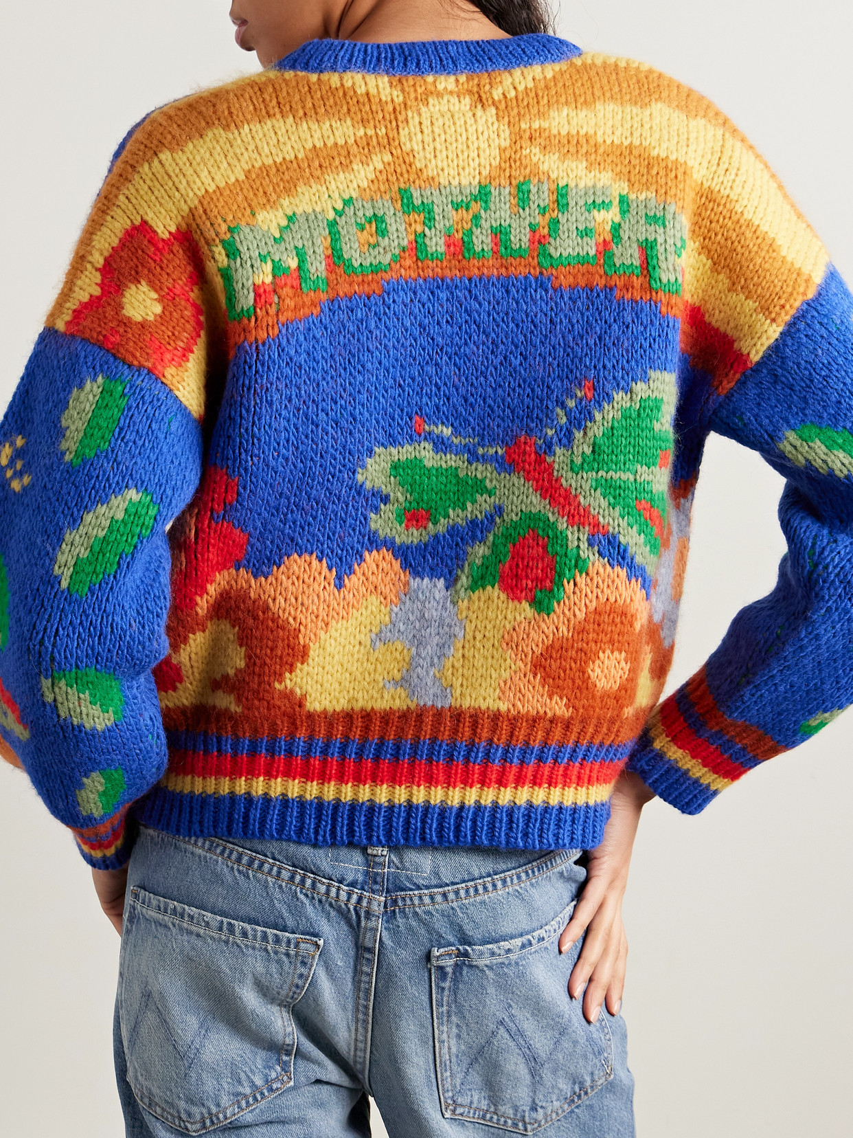 Mother The Button Intarsia Alpaca-blend Cardigan In Multi