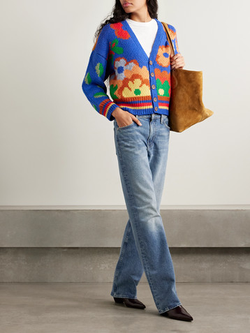 MOTHER The Button intarsia alpaca-blend cardigan