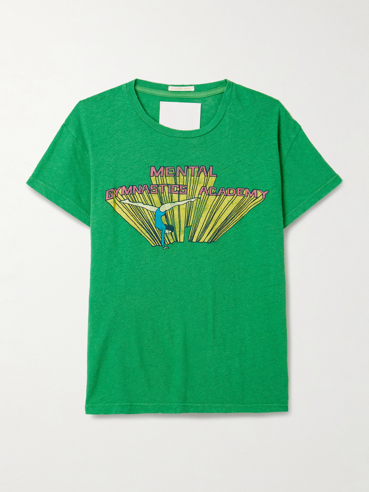 Mother The Sinful Printed Cotton And Linen-blend T-shirt In Green