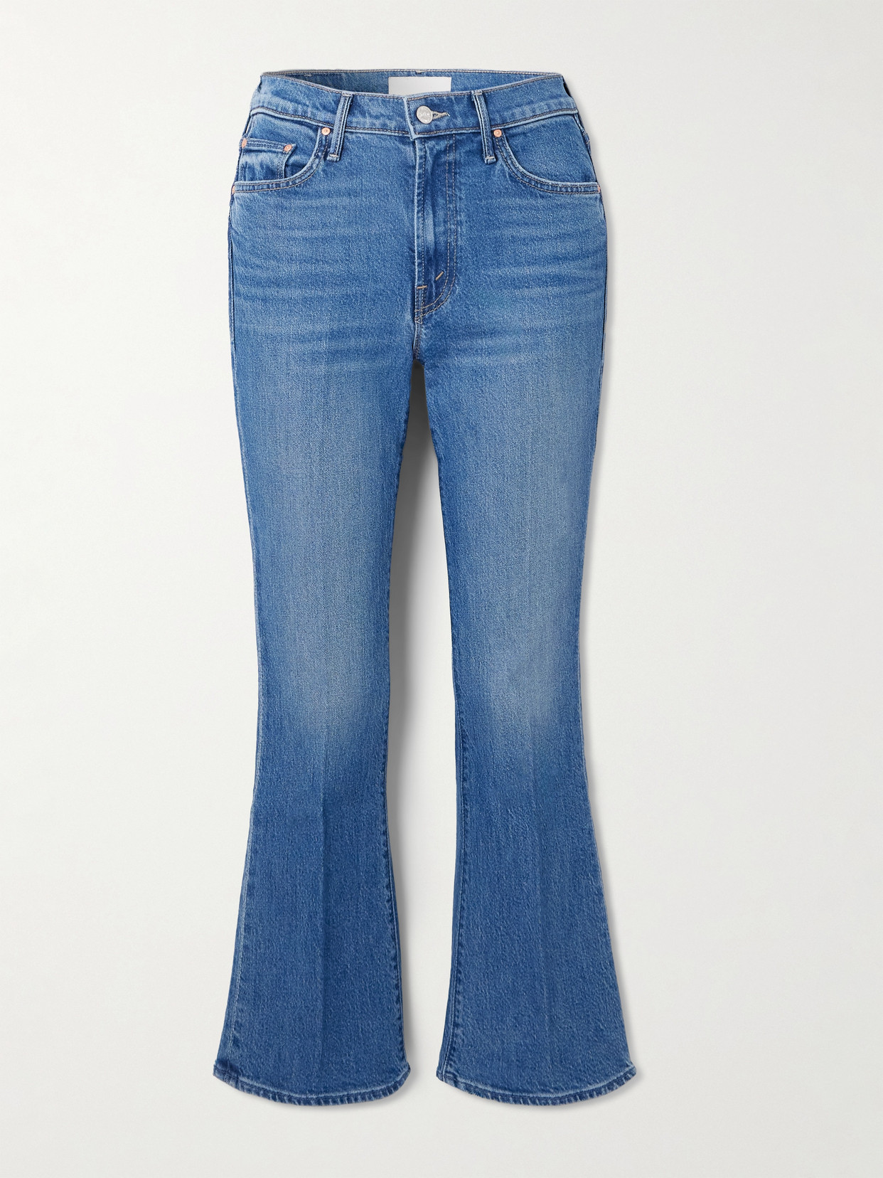 Mother The Outsider Flood Cropped Flared Jeans In Blue