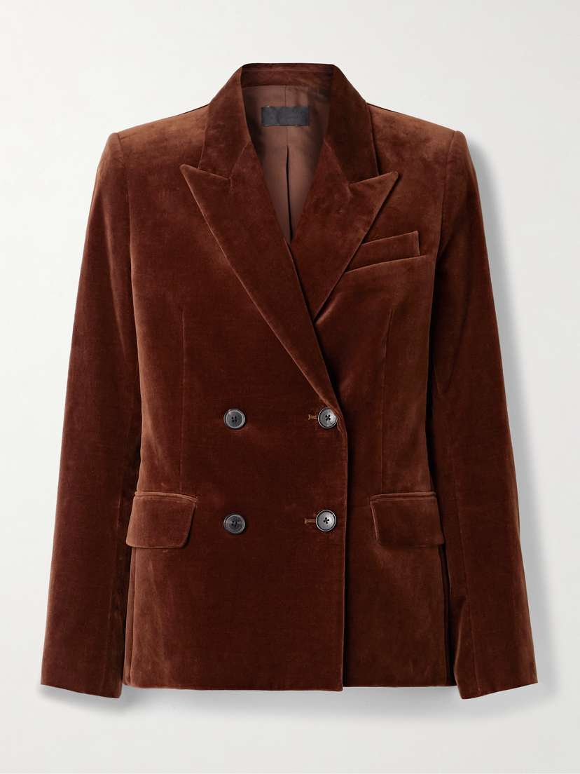 Nili Lotan Veda Double-breasted Cotton-blend Velvet Blazer
