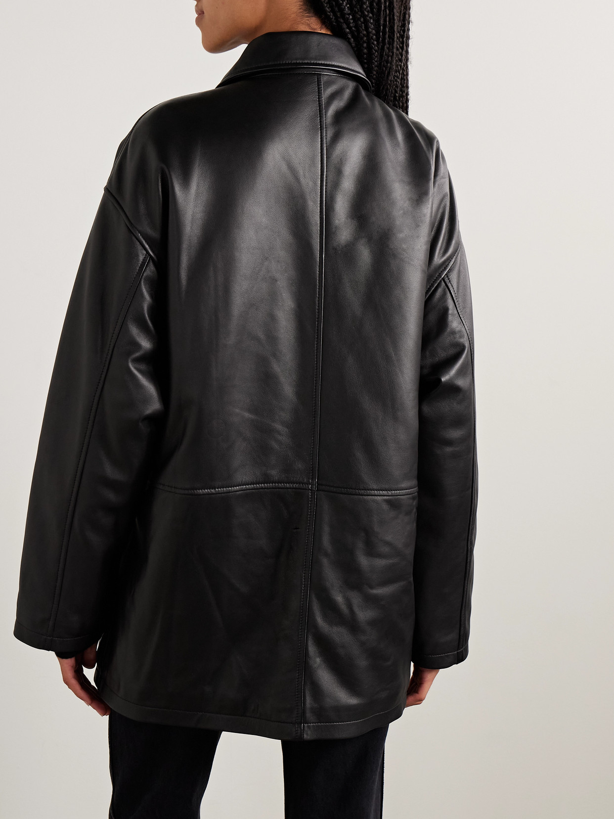 Nili Lotan Cordel Leather Coat In Black