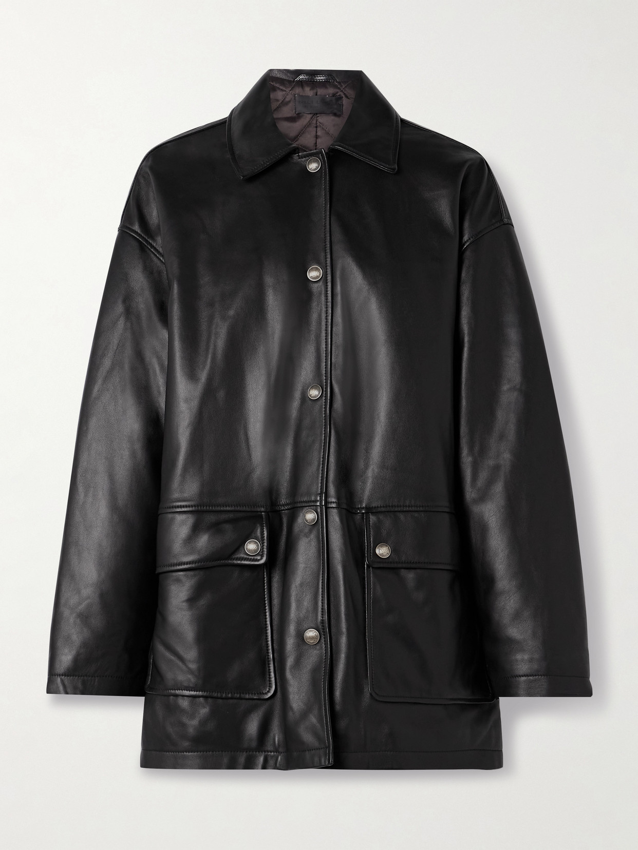 Nili Lotan Cordel Leather Coat In Black