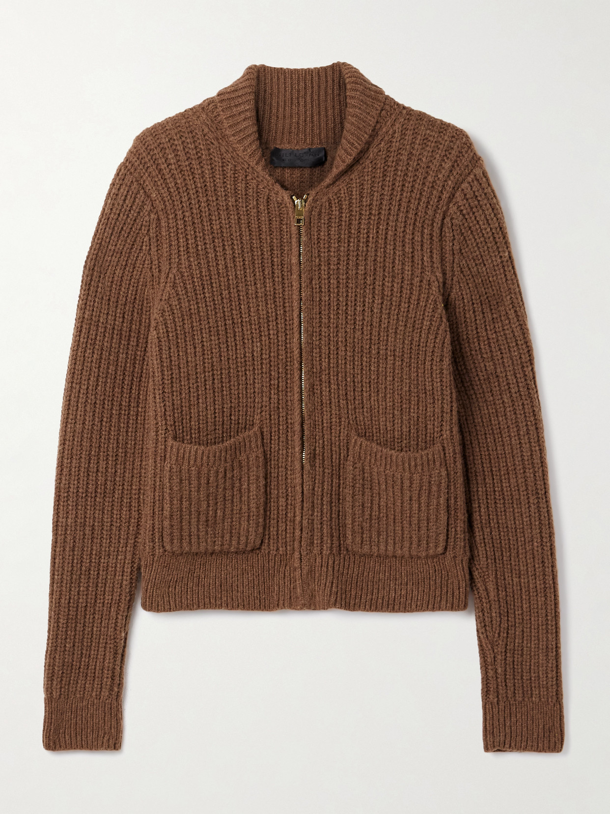 Nili Lotan Tessen Ribbed-knit Merino Wool-blend Cardigan In Brown