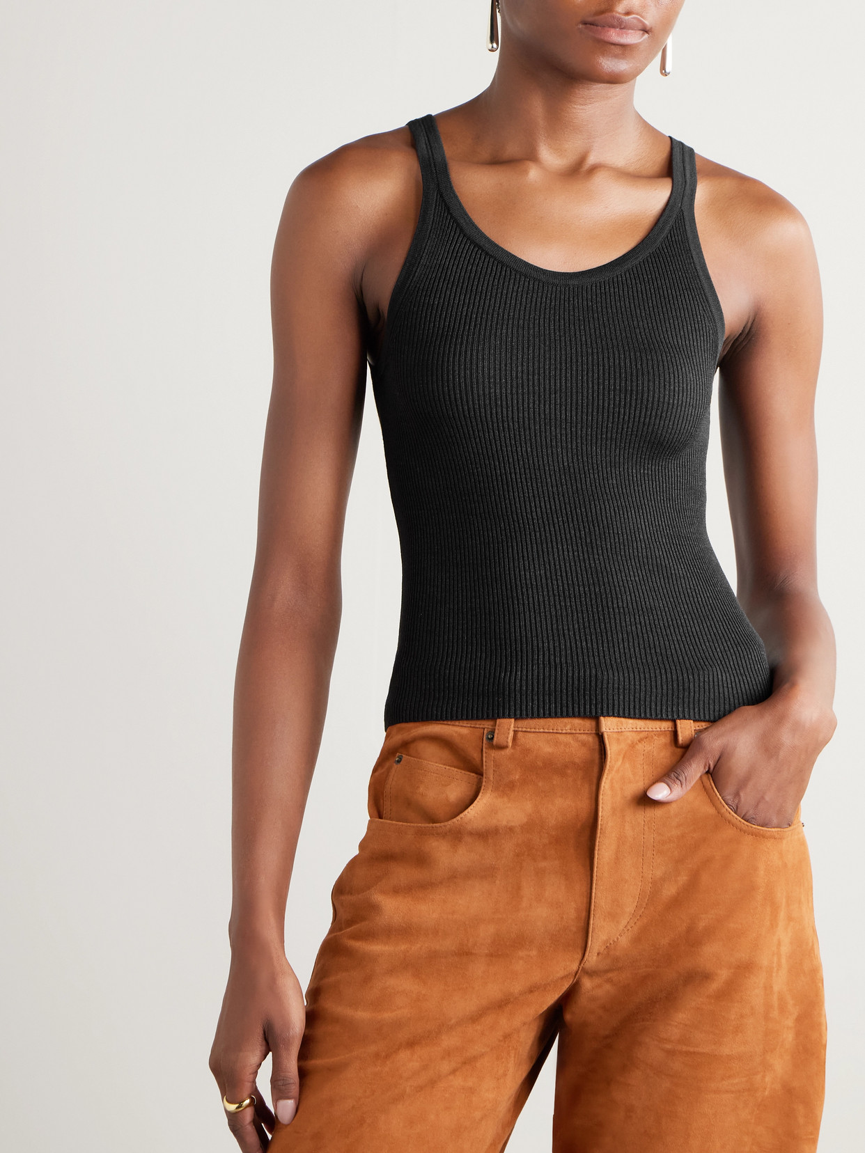 Selah Ribbed Silk-Jersey Tank