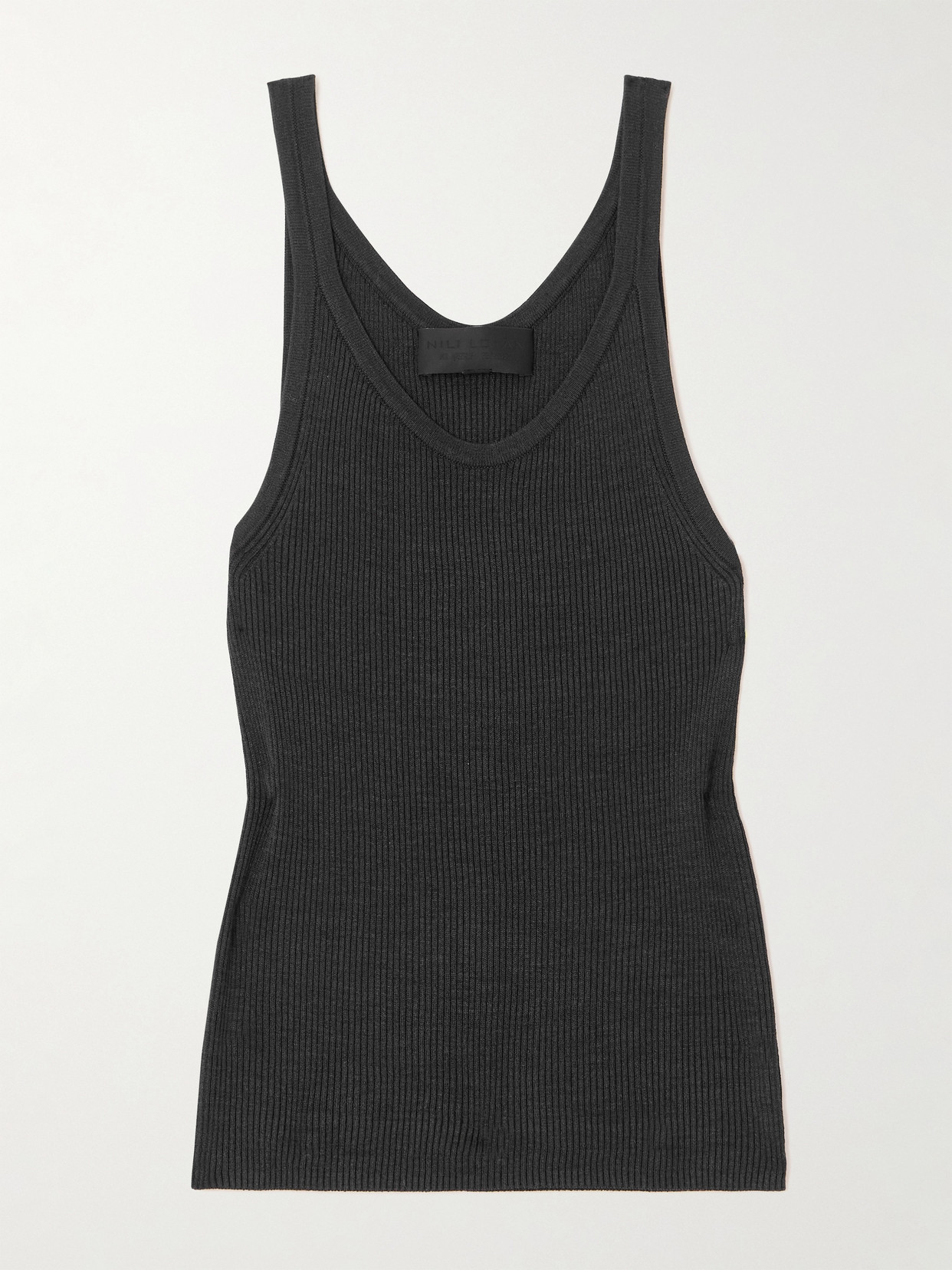 Nili Lotan Selah Ribbed Silk-jersey Tank In Black