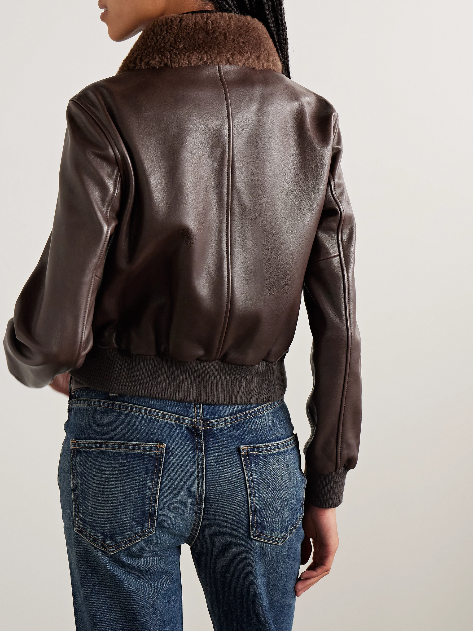 Nili Lotan Tom shearling-trimmed leather jacket thumbnail