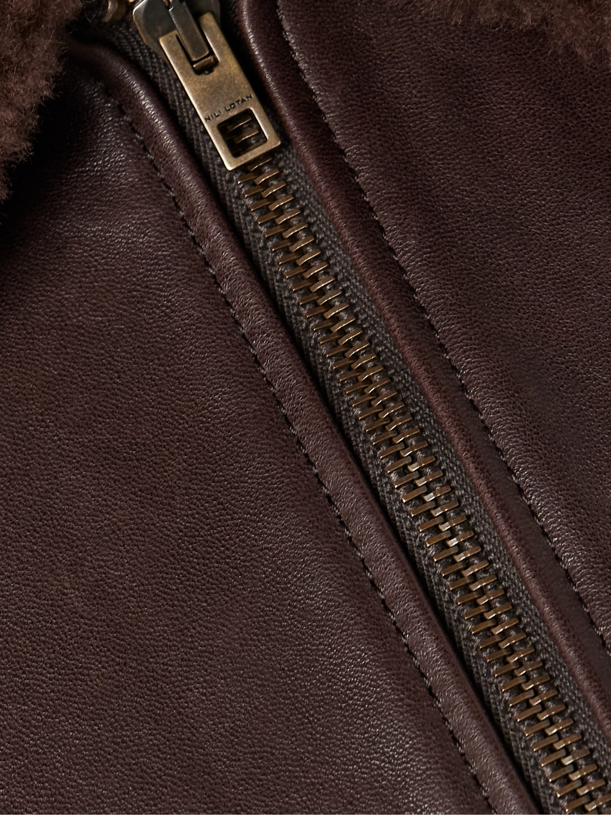 Nili Lotan Tom shearling-trimmed leather jacket thumbnail