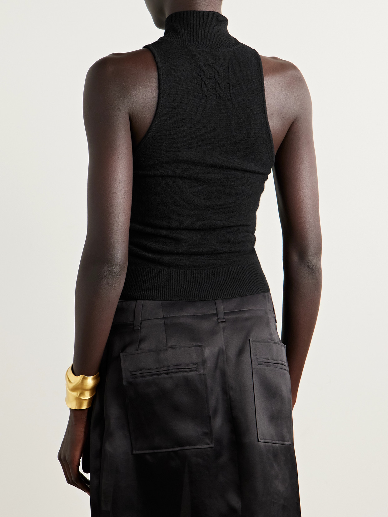 Nili Lotan Hansen Merino Wool And Cashmere-blend Turtleneck Tank In Black