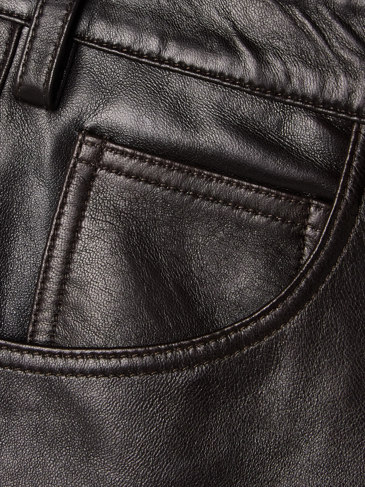Nili Lotan Joan Leather Straight-leg Pants In Brown