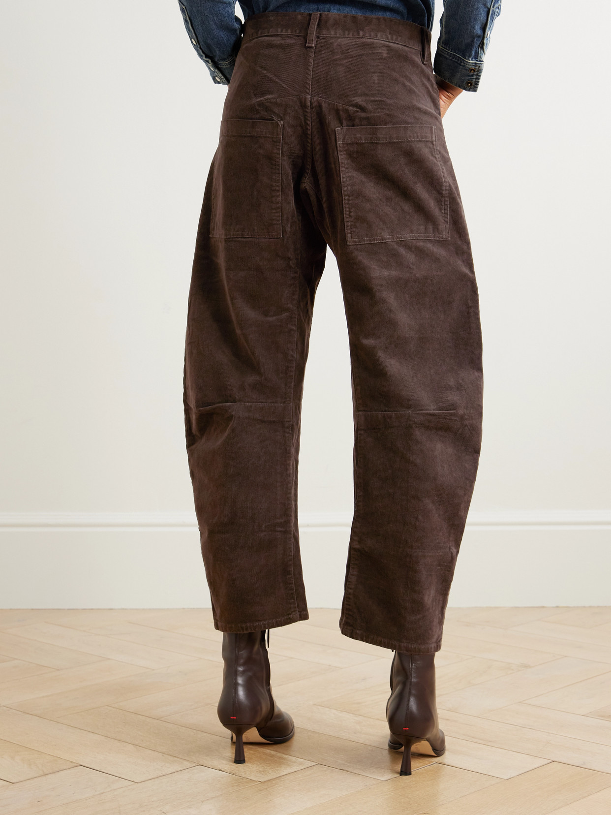 Nili Lotan Shon Cotton-blend Corduroy Tapered Pants In Brown