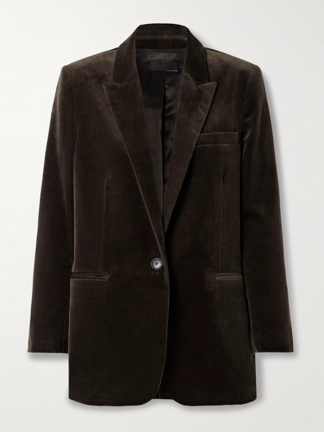 Nili Lotan Diane Cotton-blend Velvet Blazer In Brown