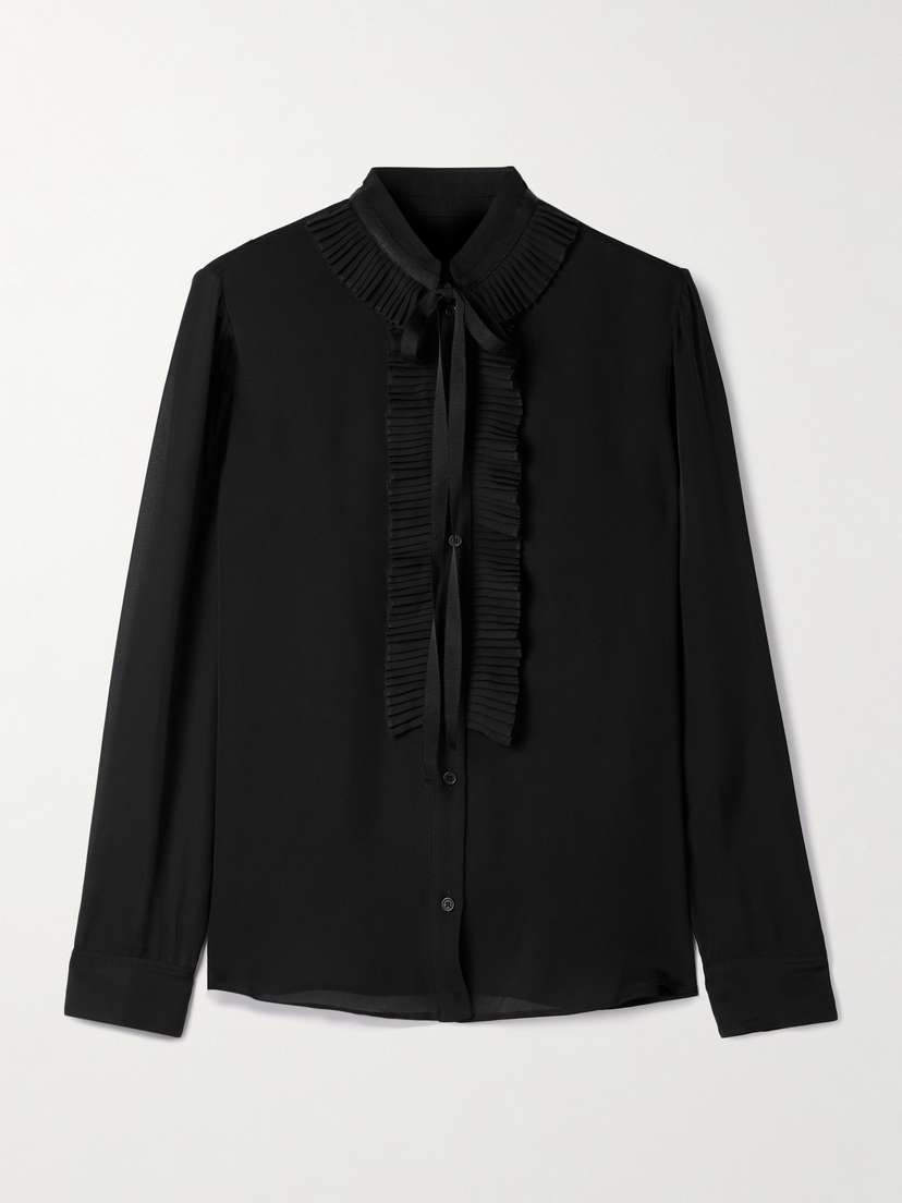 Nili Lotan Bertille Tie-detailed Pleated Silk Crepe De Chine Blouse