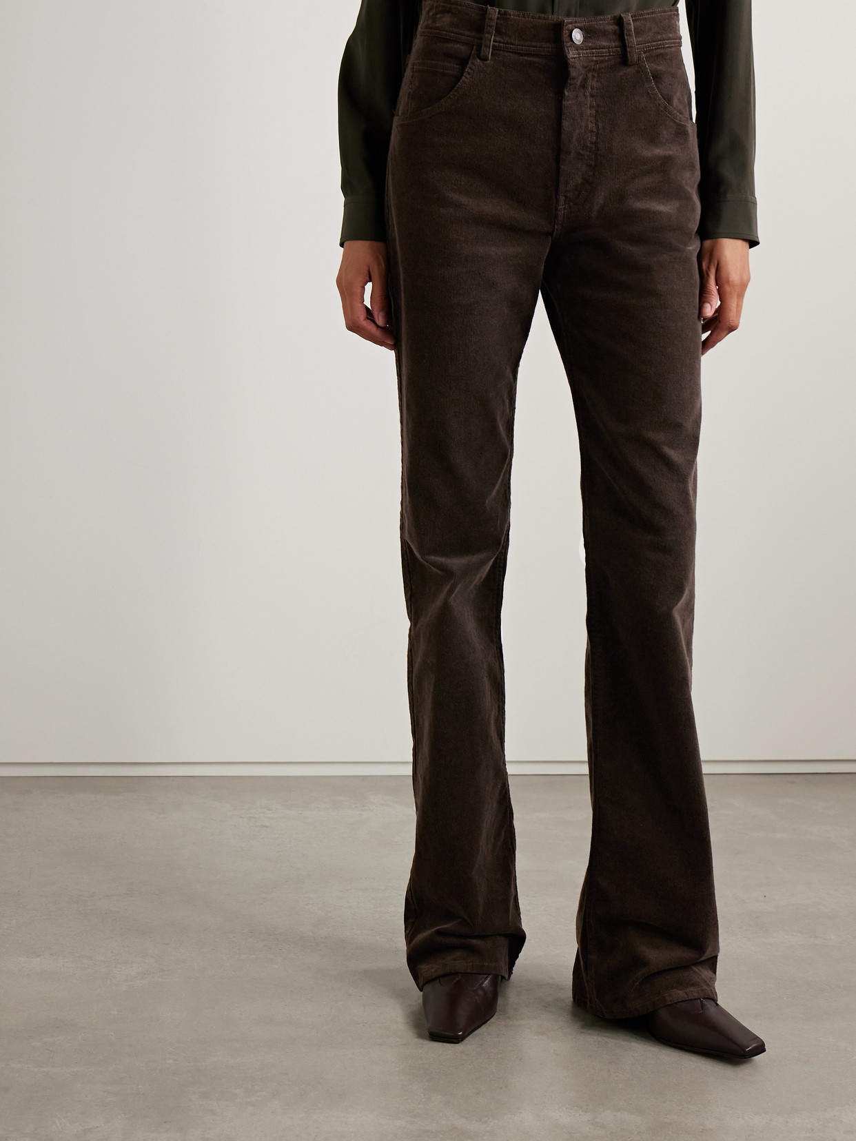 Nili Lotan Joan Cotton-corduroy Straight-leg Pants In Brown