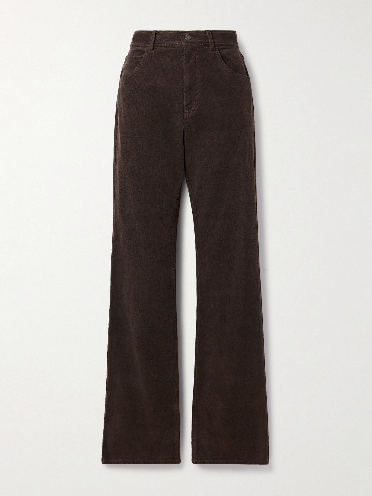 Nili Lotan Joan Cotton-corduroy Straight-leg Pants In Brown