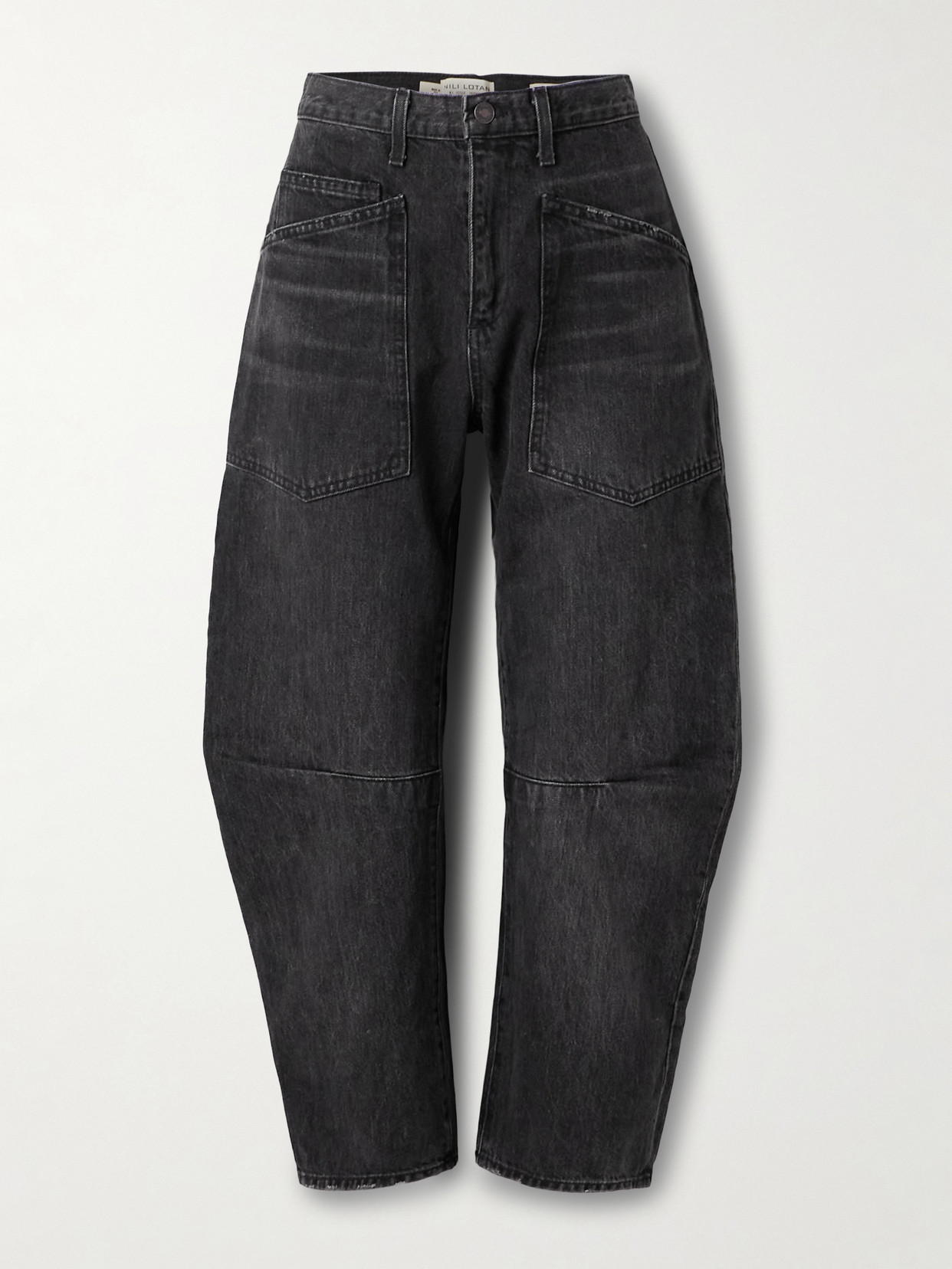 Nili Lotan Shon Mid-rise Barrel-leg Jeans In Black