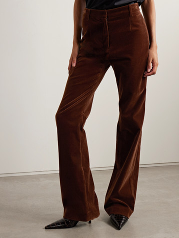Nili Lotan Corette cotton-blend velvet straight-leg pants