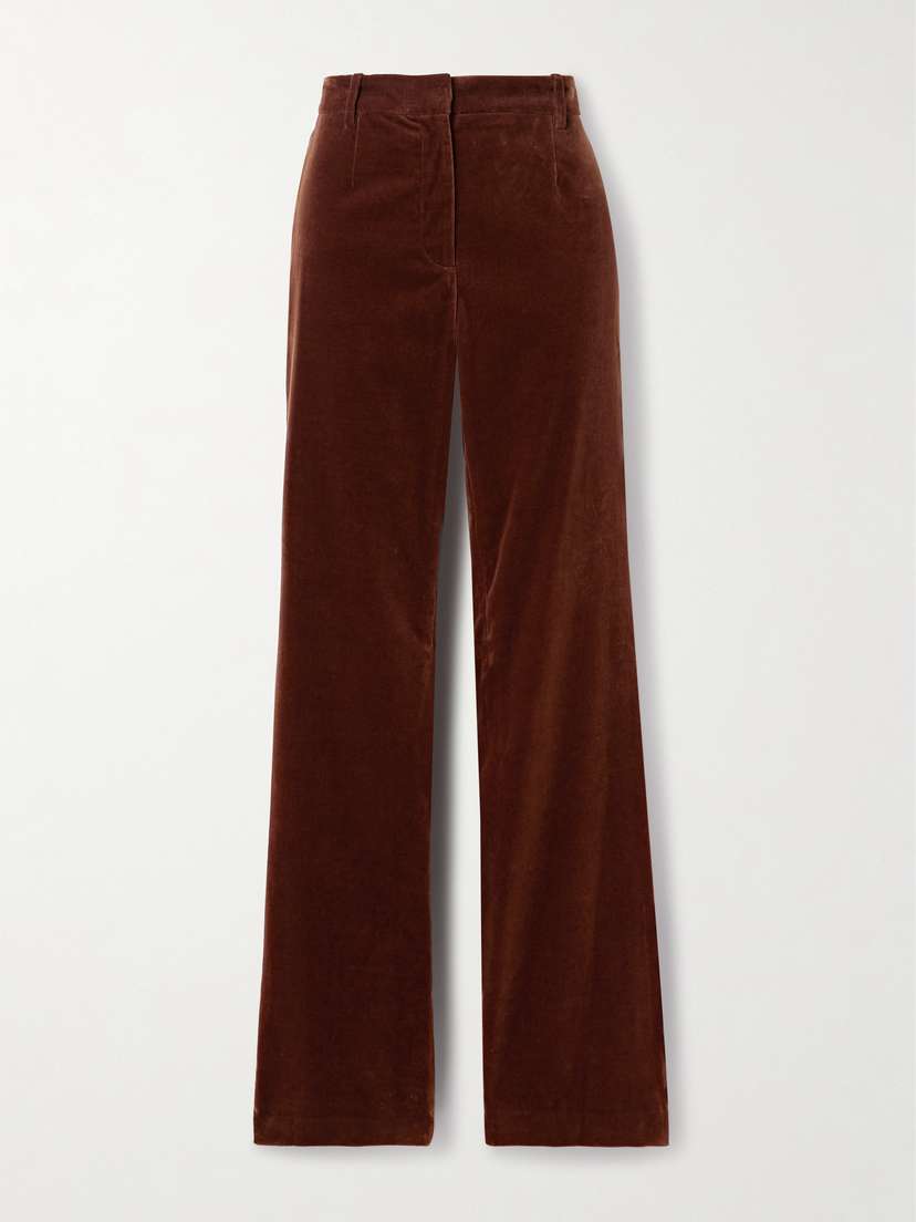 Nili Lotan Corette Cotton-blend Velvet Straight-leg Pants