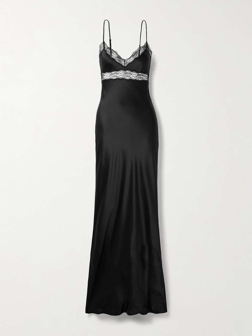 Nili Lotan Adelie Lace-trimmed Silk-charmeuse Gown