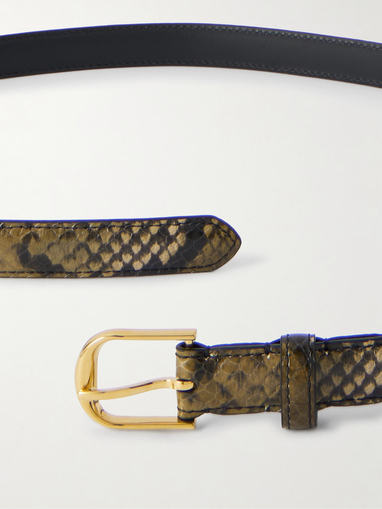 Nili Lotan Jane Snake-effect Leather Belt In Brown