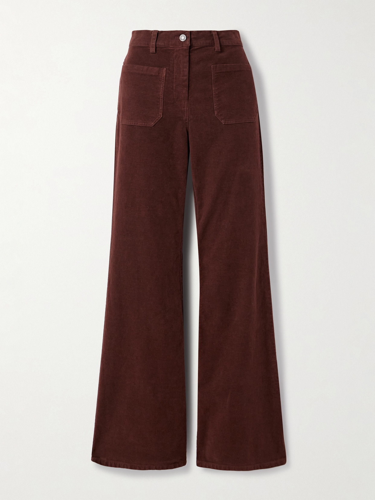 Nili Lotan Florence Cotton-twill Flared Pants In Brown