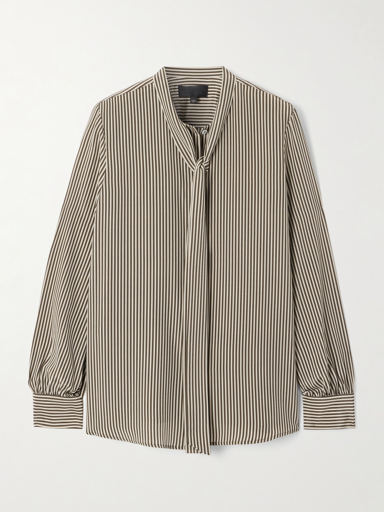Nili Lotan Irina Tie-neck Striped Silk-crepe Shirt In Multi