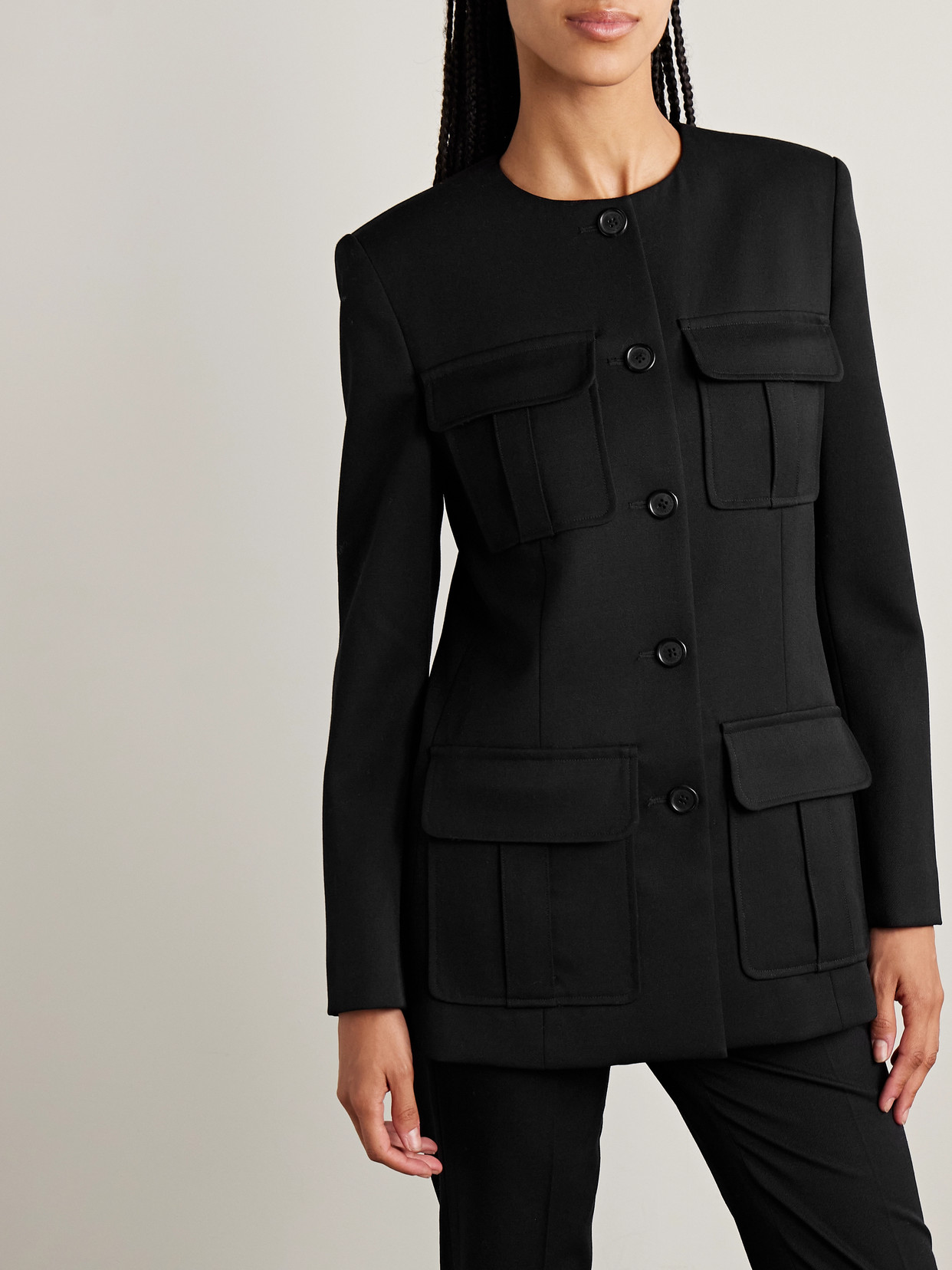 Nili Lotan Gabriella Wool-twill Jacket In Black