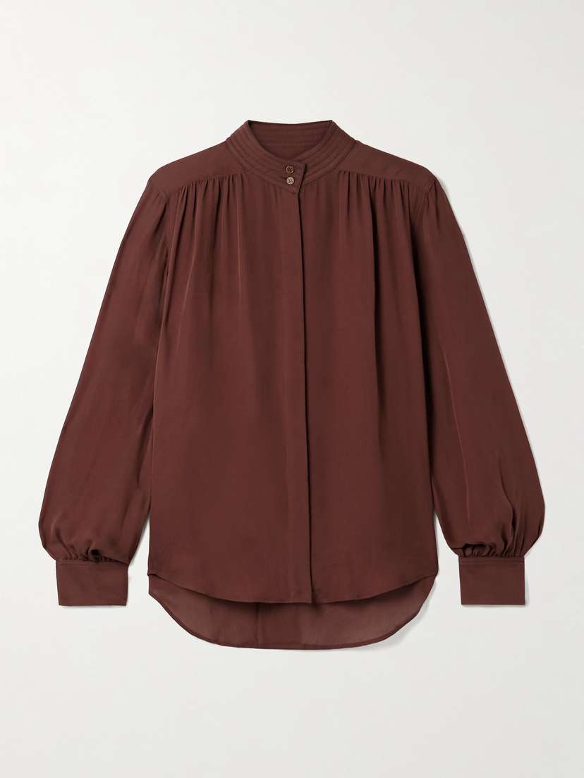 Nili Lotan Revi Gathered Silk-georgette Blouse