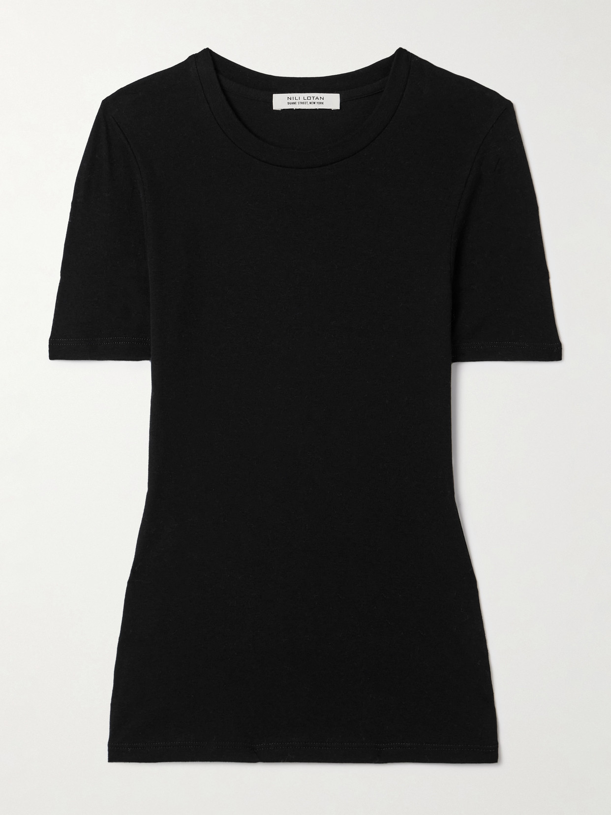Nili Lotan Elin Cotton And Cashmere-blend T-shirt In Black