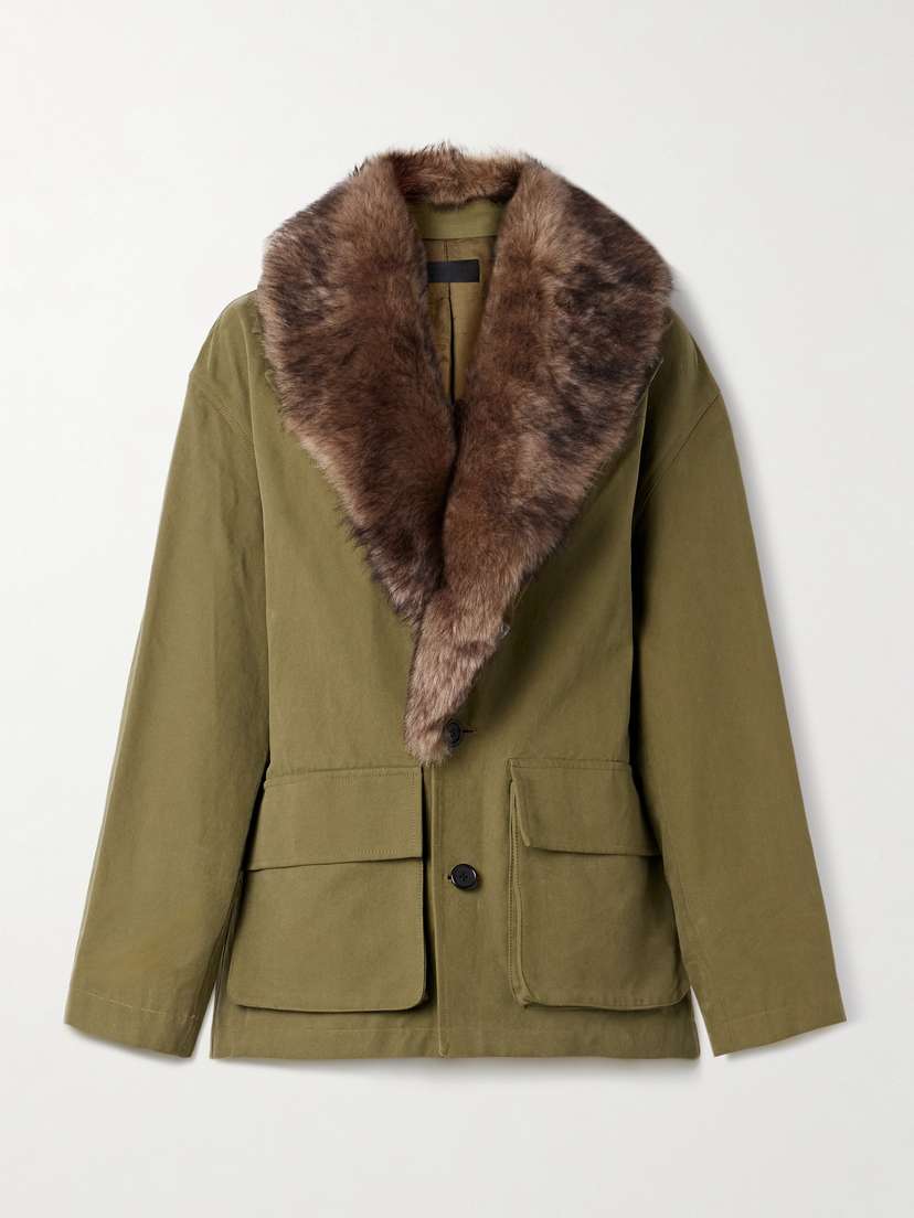 Nili Lotan Ronay Plush-trimmed Cotton-canvas Coat